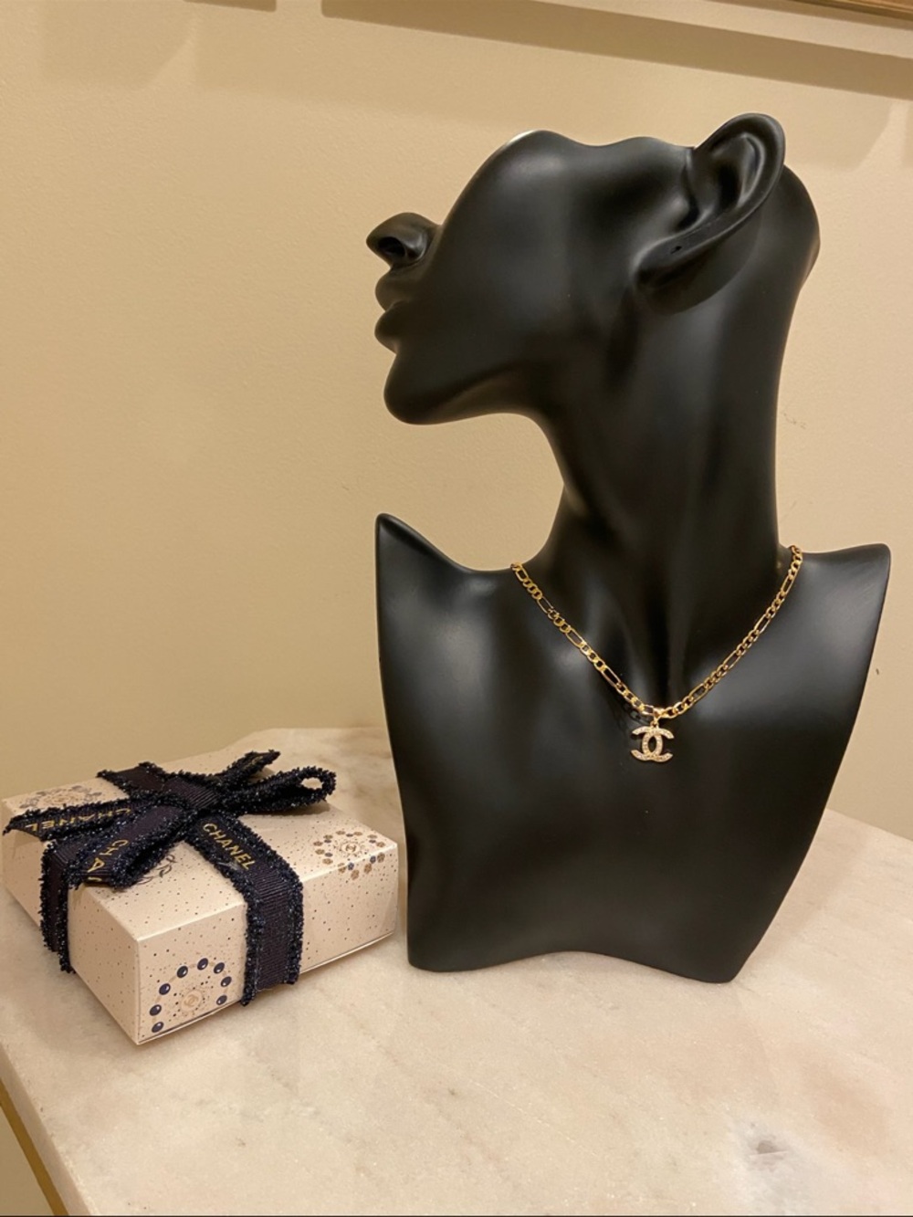 Chanel Gold-Tone Interlocking Logo Pendant And Chain Necklace